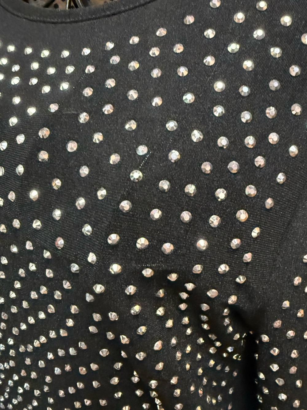 Black Rhinestone Studded Long Sleeve Bodycon Dress Large - Picture 7 of 8